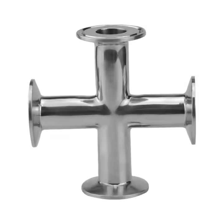 Stainless Steel 304 316L Sanitary Pipe Fitting 4 Way Tri Clamp Cross Tube