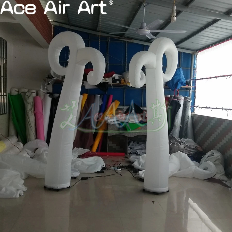 Inflatable Lighting Stage Decoration Inflatable Sheep Horns Illuminating Pillars Balloon with Air Blower