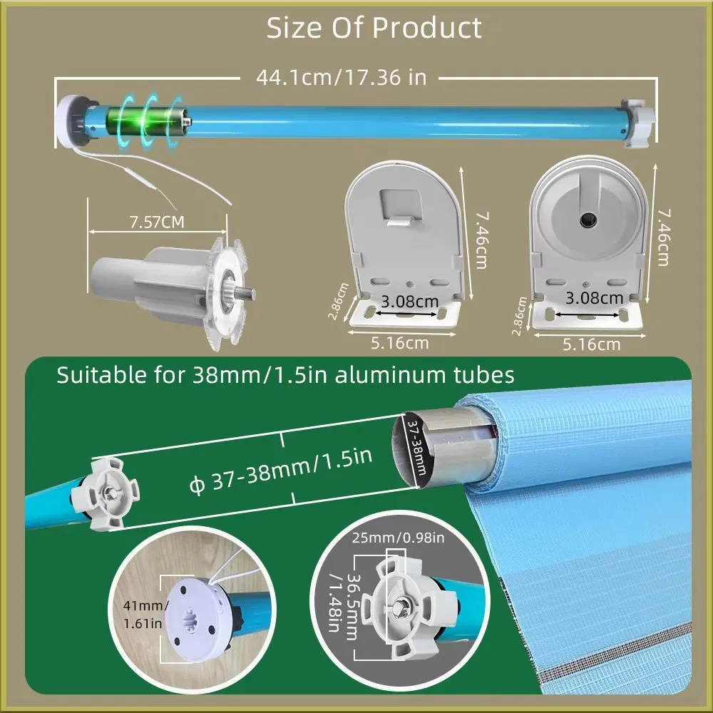 Boyarca 1.3n. M Battery Tuya Zigbee Roller Shade Blinds Motor for 38mm Tube Works with Smart Life APP Alexa Google Home Control