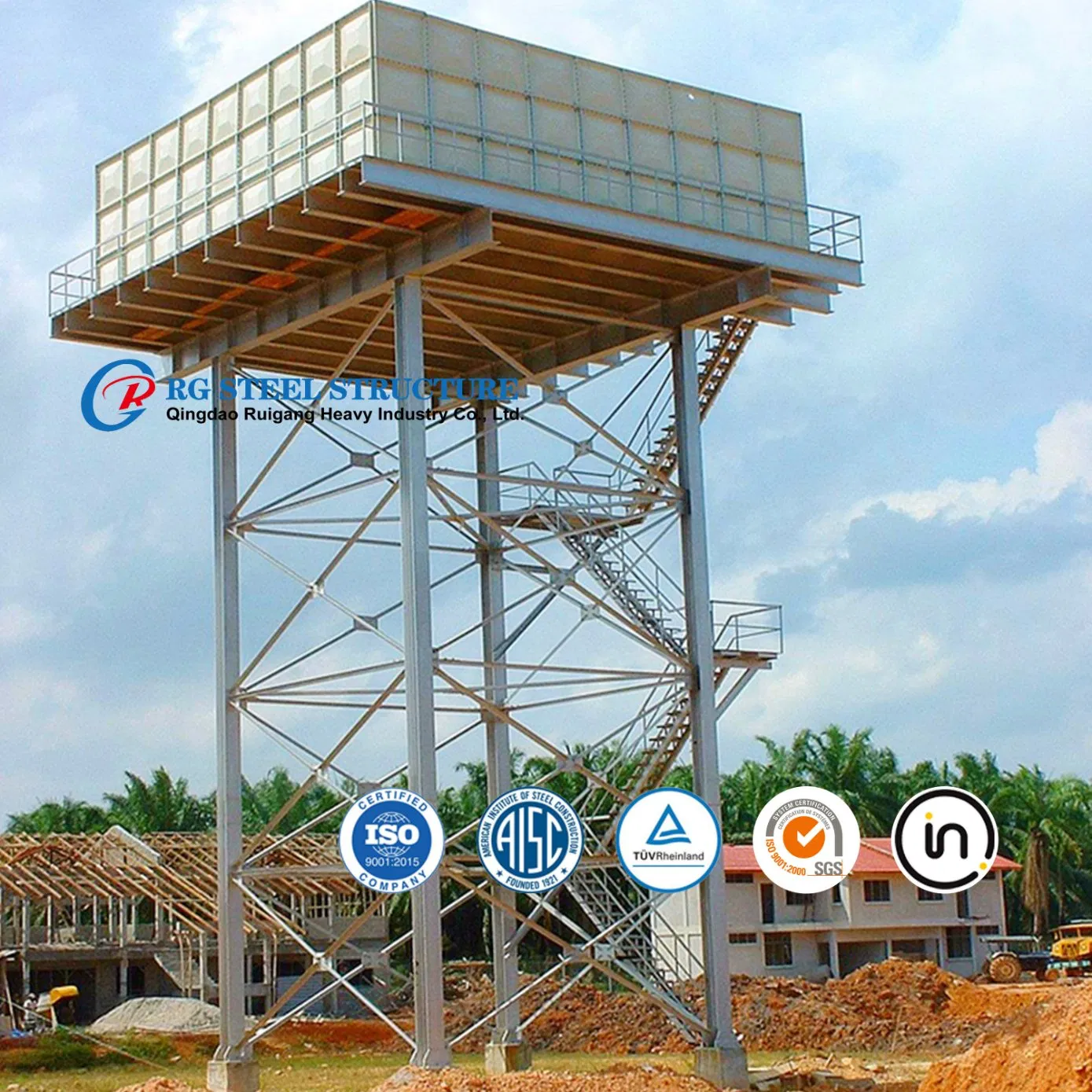 Modular Sectional Elevated Vertical Galvanized Steel Tower Water Reservoir Tank