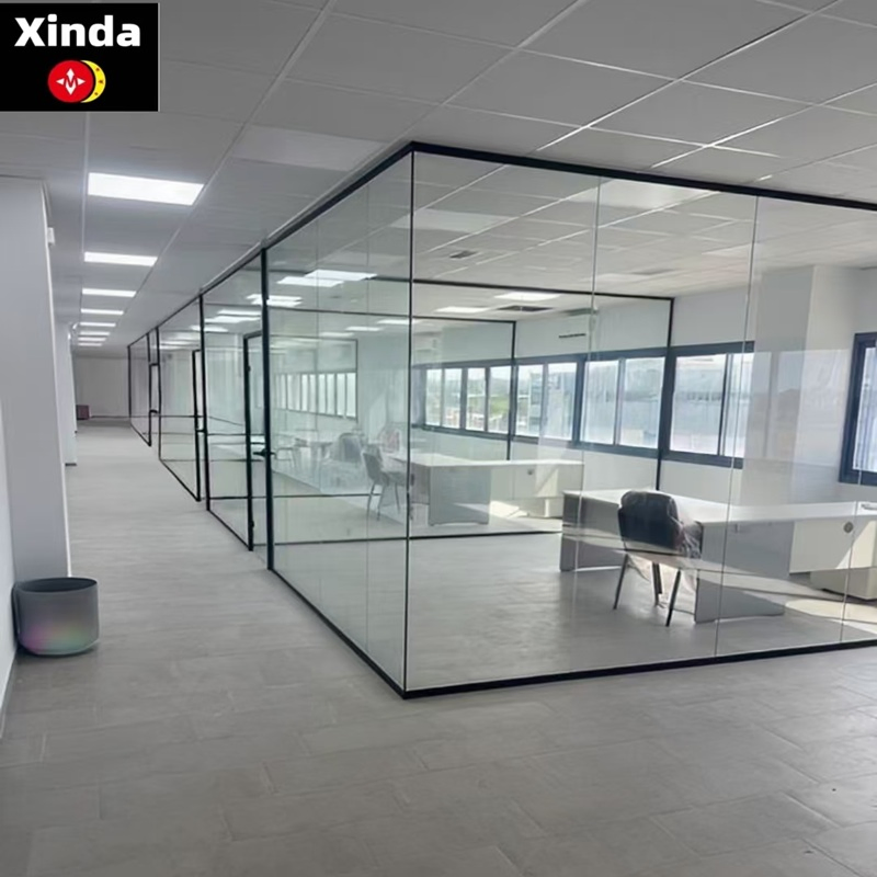 Heavy-Duty Tempered Glass Office Partition with Reinforced Aluminum Frame