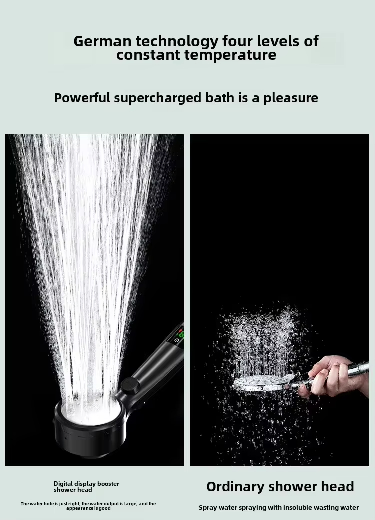 Smart Temperature Display Handheld Shower