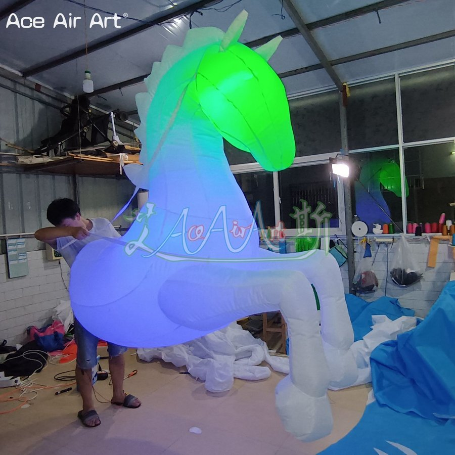 Inflatable White Horse Costume LED Lighting Horse Walking Cartoons for Parade Events or Decoration