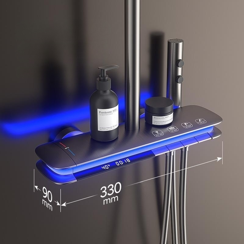 LED Display with Night Color Brass Shower Set Faucet
