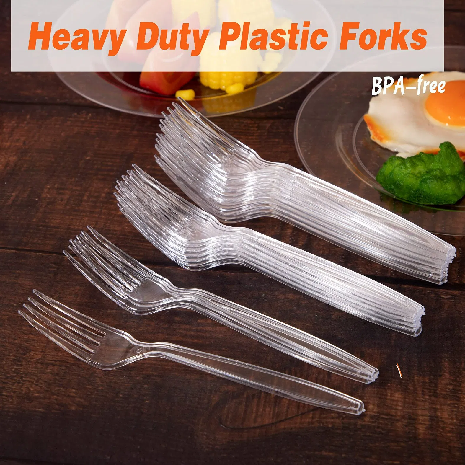 10PCS Wholesale Clear Plastic Disposable Forks Heavy Duty Clear Cutlery Forks