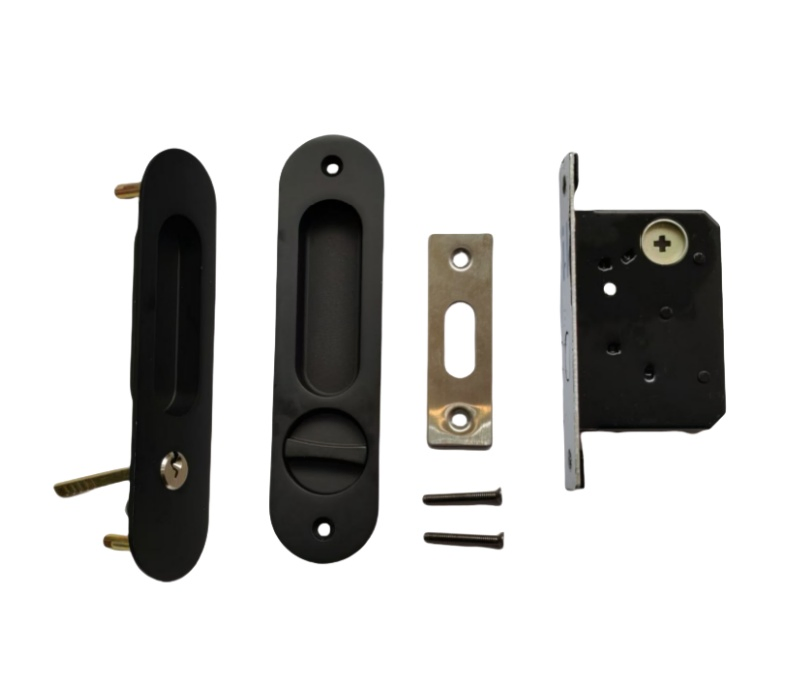 Sliding Folding Hook Door Lock Hidden Concealed Door Steel Lock Set with Key Wooden Bathroom for Cupboard Glass Cabinet Door