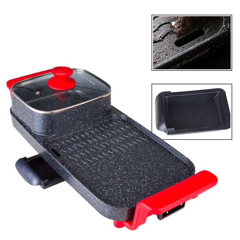 All-in-One Electric Barbecue Grill Griddles Skillet Baking Pan and Hot Pot Combo