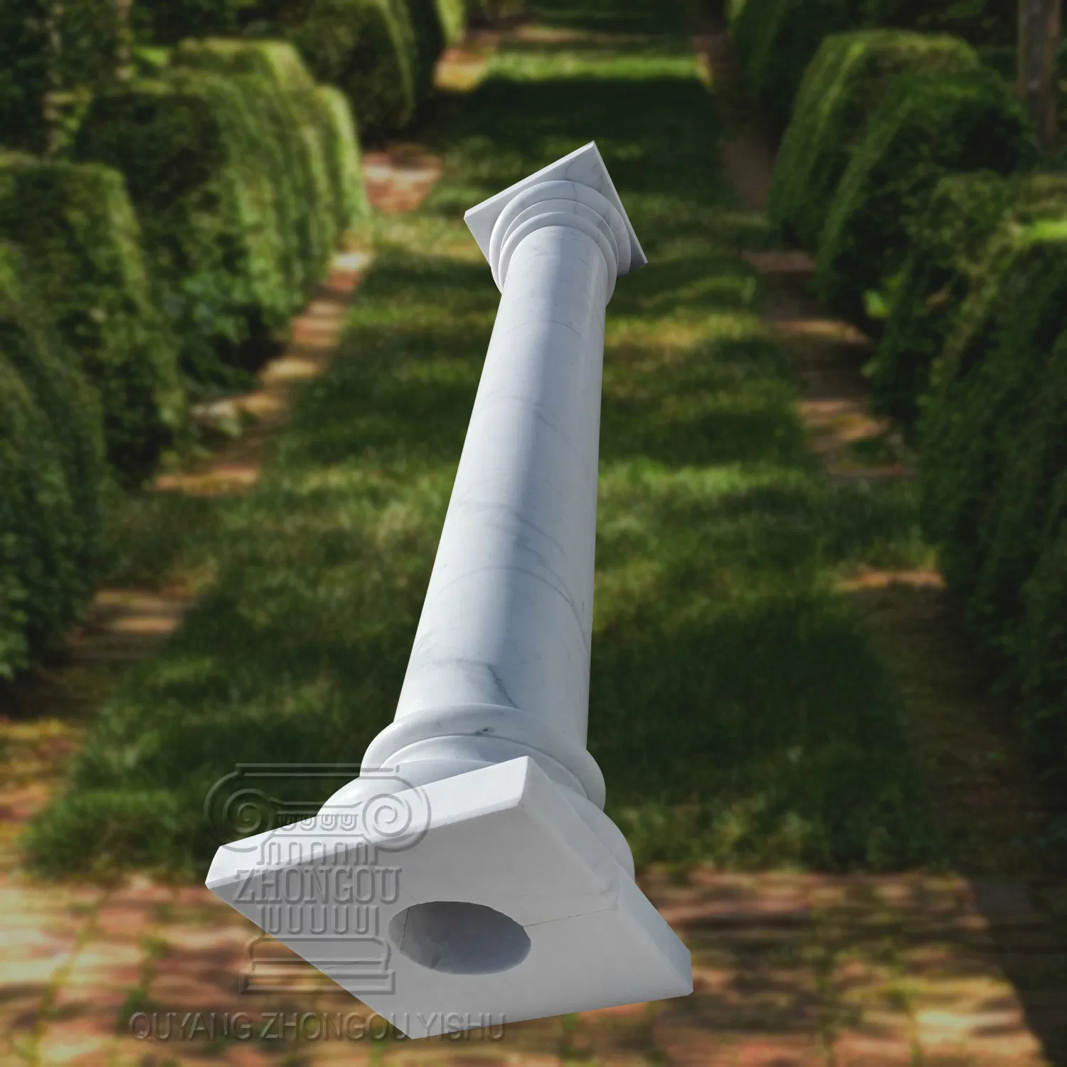 Architectual Decoration Doric Column White Marble Hollowed Column
