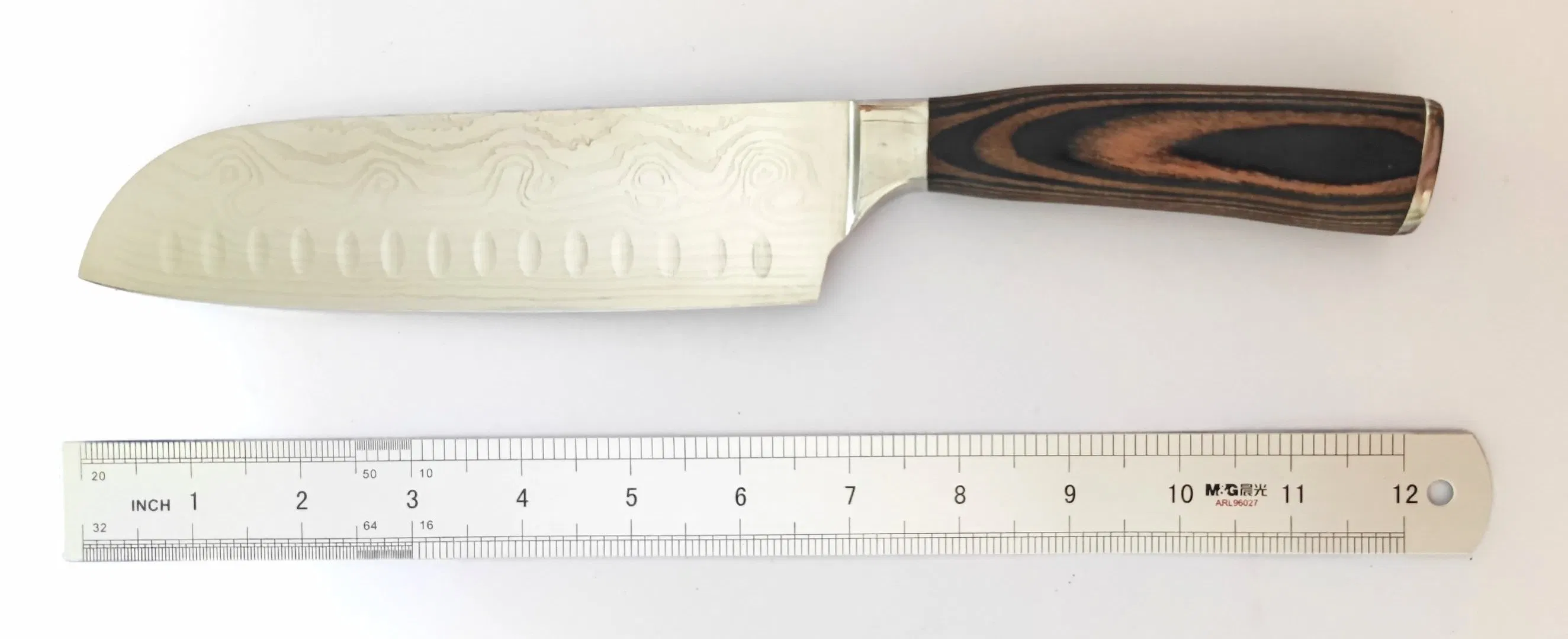 Кухонный нож Сантоку Дамаскус, 7 дюймов