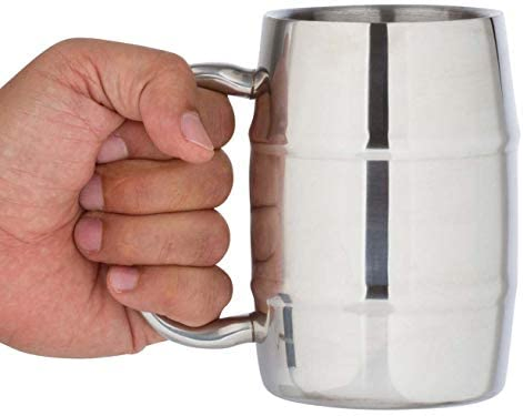 Пивная кружка из нержавеющей стали с крышкой, 15 унций