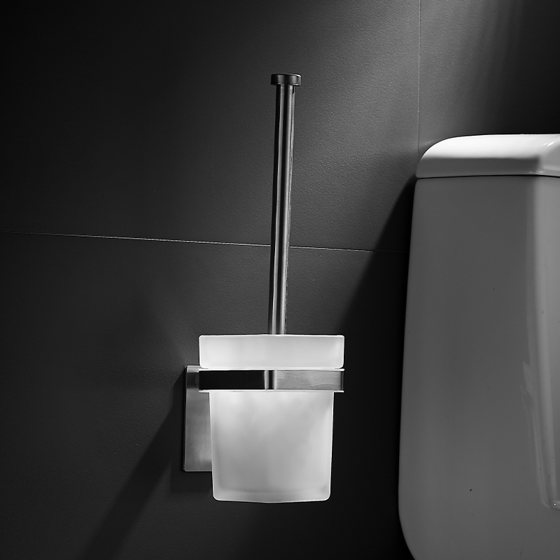 International Standard Ss 304 and Frosted Glass Chrome Bathroom Toilet Brush Holder