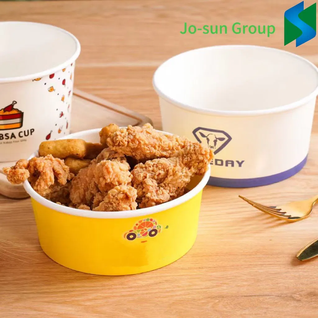 Round Kraft Paper Salad Picnic Camp Sauce Seasoning Portable Bowl Food Packing Containers Box with Lid