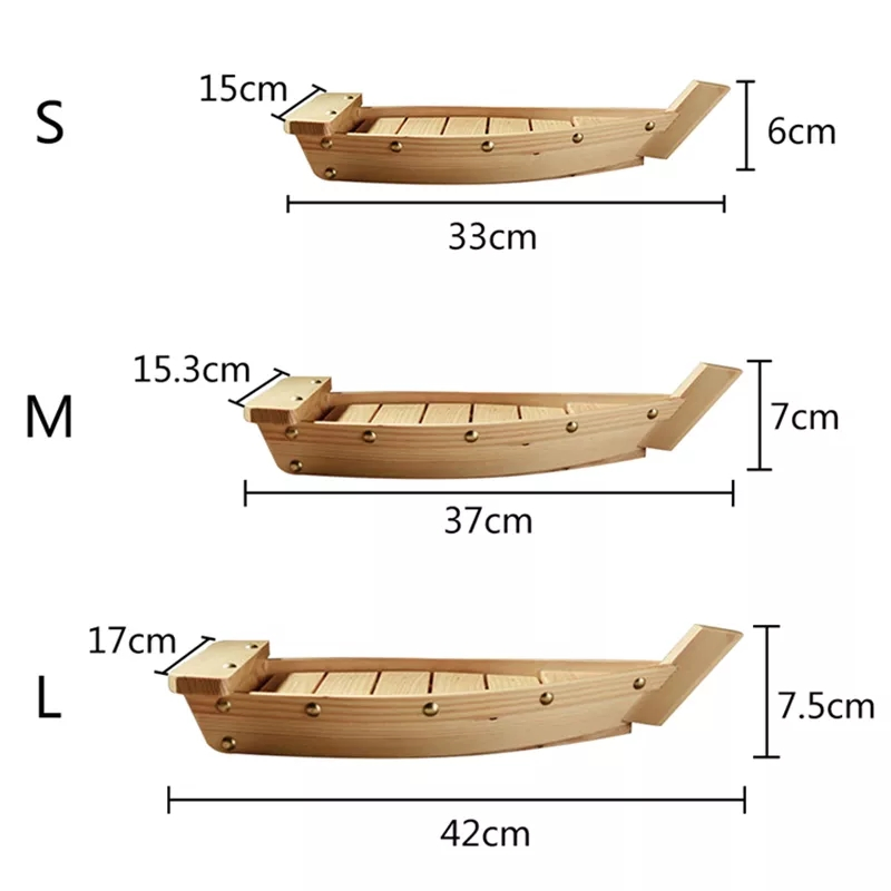 Japanese Wooden Pine Sushi Boat/Plate/Tray /Cone