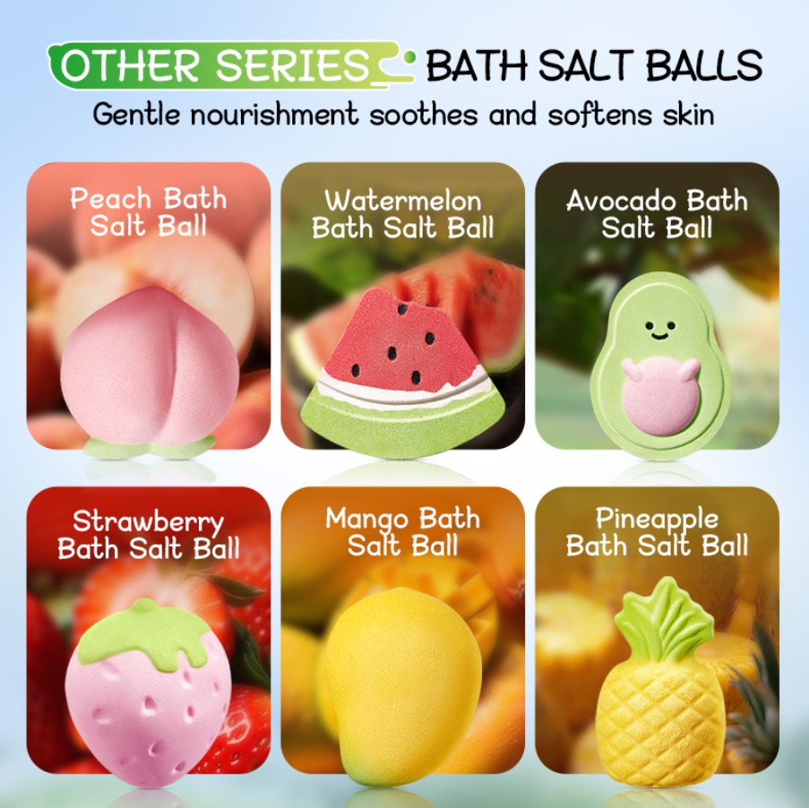 Online Wholesale and Retail Fun Bubble Bath Bomb Organic Fruit Shape Bath Bombs Shea Butter Bath Bombs Natural Essential Oil Sea Salt Bath Balls