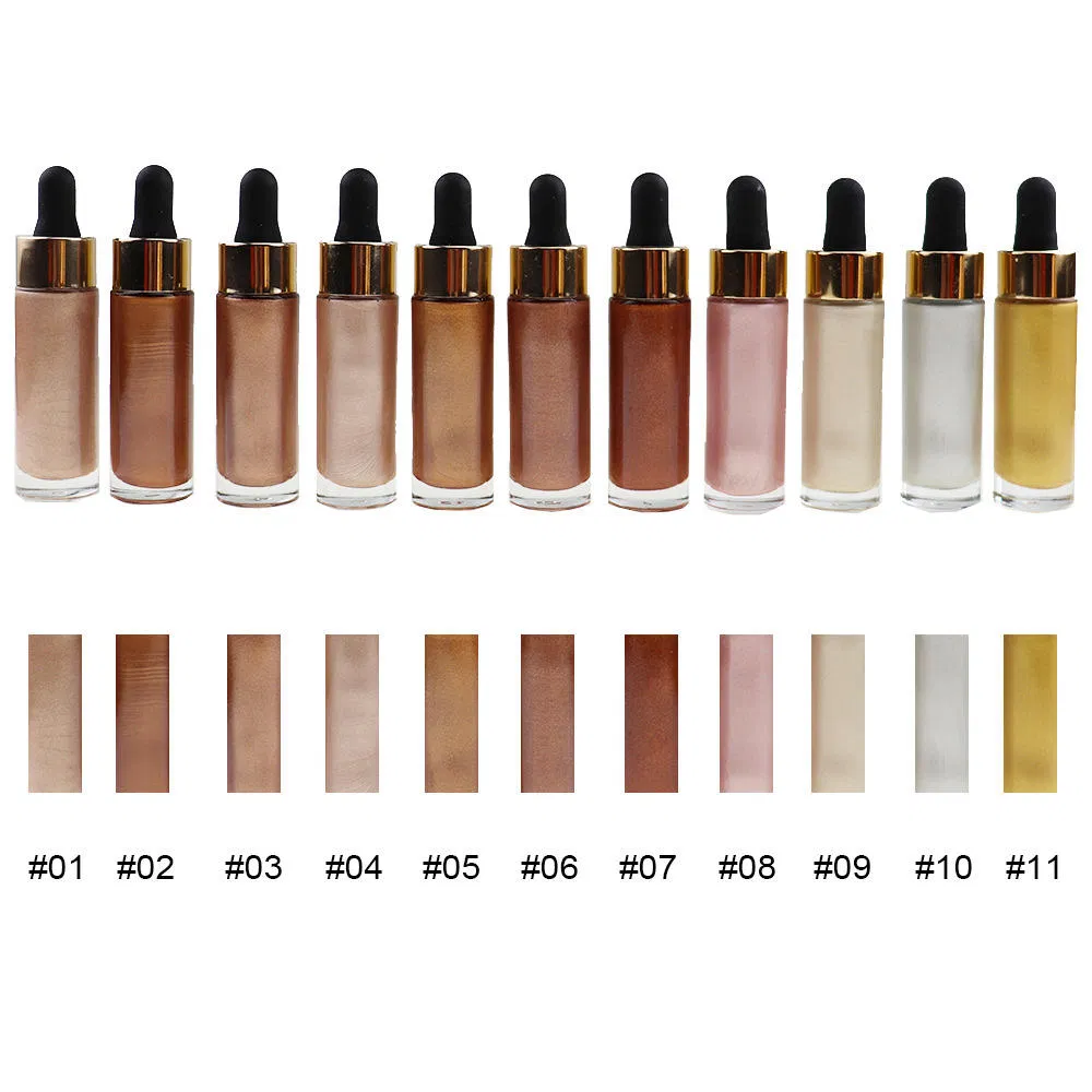 Custom Private Label Glitter Makeup High Gloss Vegan Shimmer Bronzer Highlighter Cream Makeup Face Body Liquid Highlighter Spray Vegan Bronzer