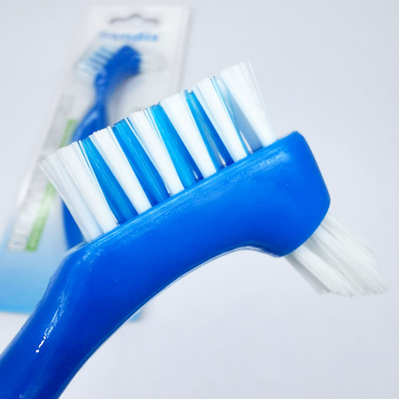Assorted Colors Premium Angled Double Bristle Head Denture False Teeth Cleaning Plastic Tooth Brushes