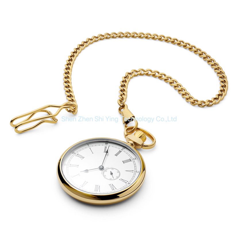 Luxury Men's Engraved Stainless Steel Mechanical Pocket Watch with Chain