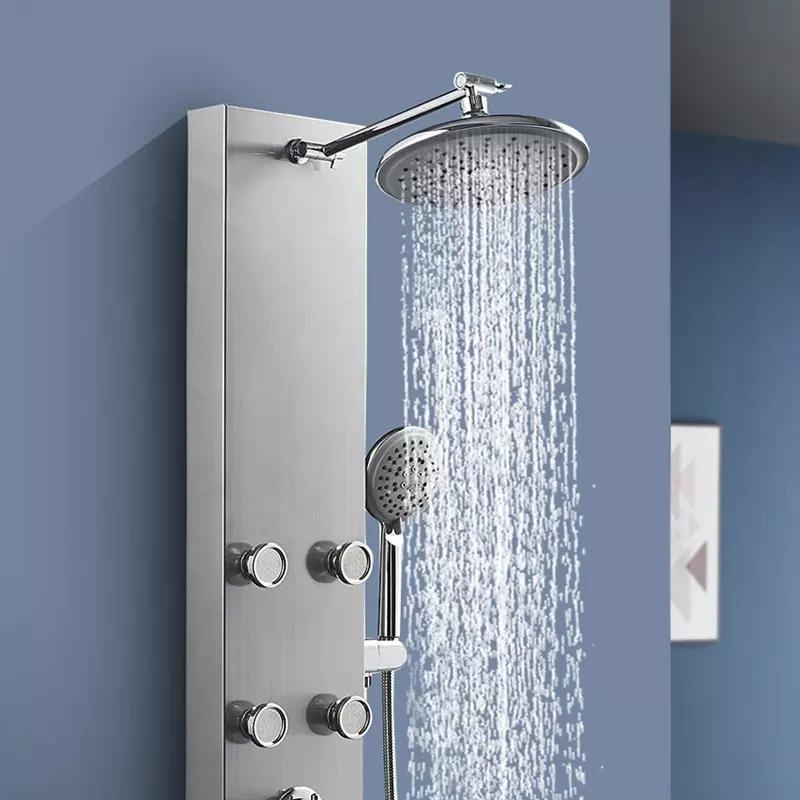 Shower Panel Bathroom Wall Mounted Stainless Steel Waterfall Shower Column Set Tower Massage Body Jets Shower Panels