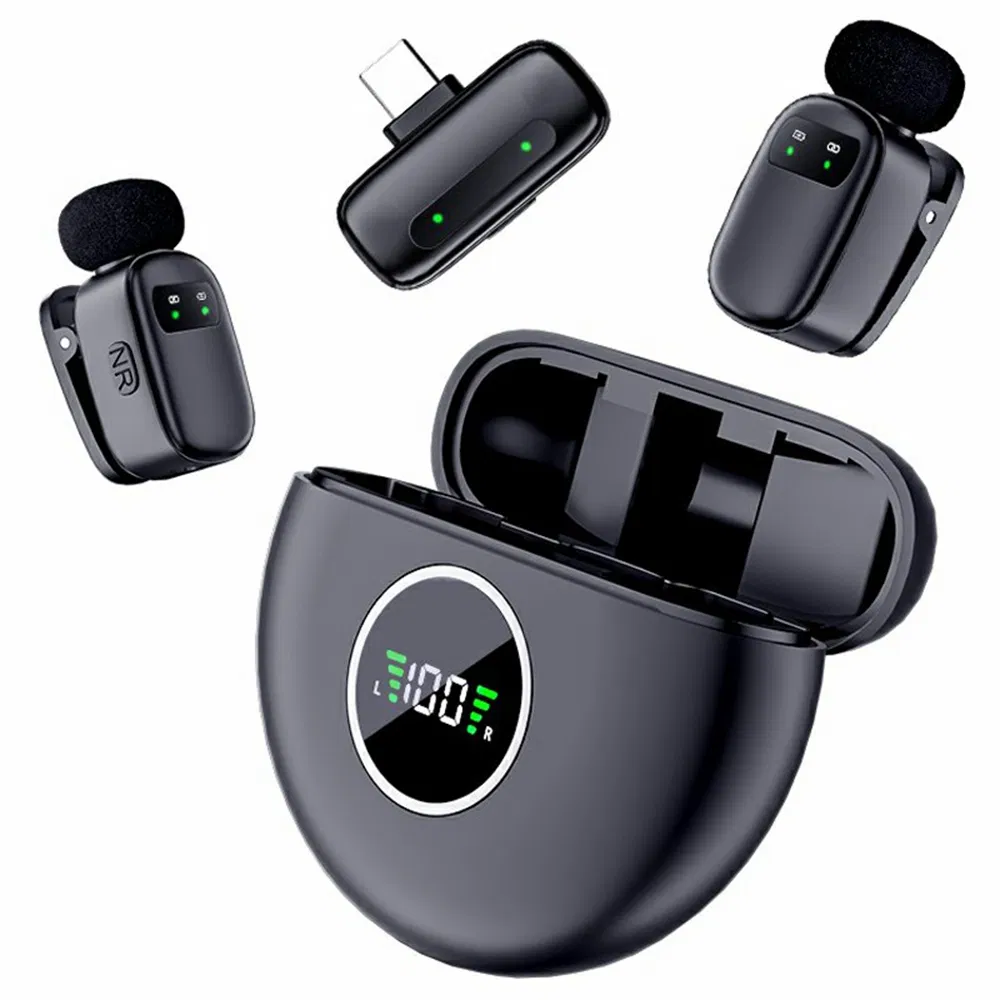 K20 Wireless Lavalier Microphone Type-C, Smart Noise Cancelling Mini Clip-on Mic for iPhone Android, Live Streaming, Vlogging & Recording