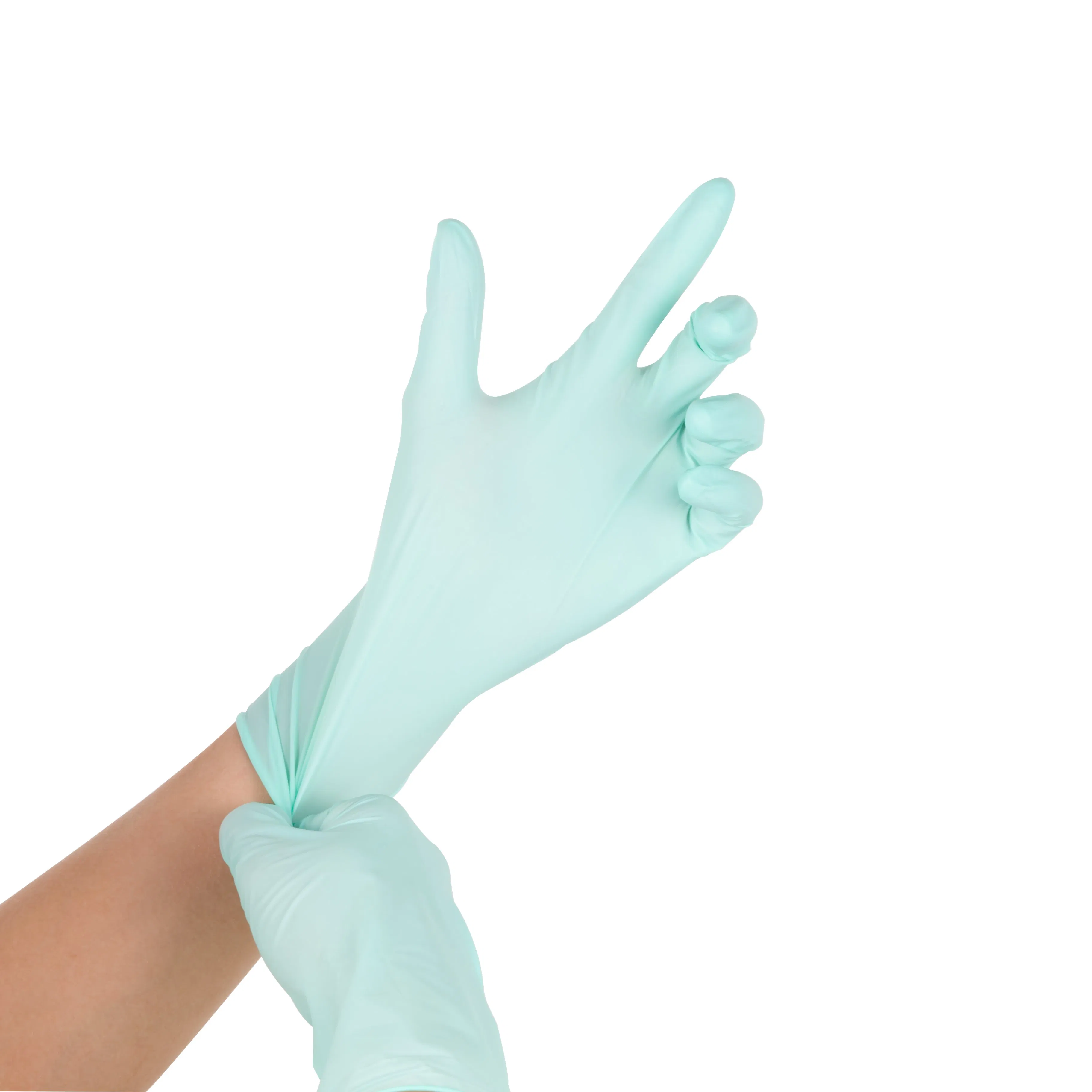 Disposable Industrial Electronics Light Blue Nitrile Glove Powder-Free