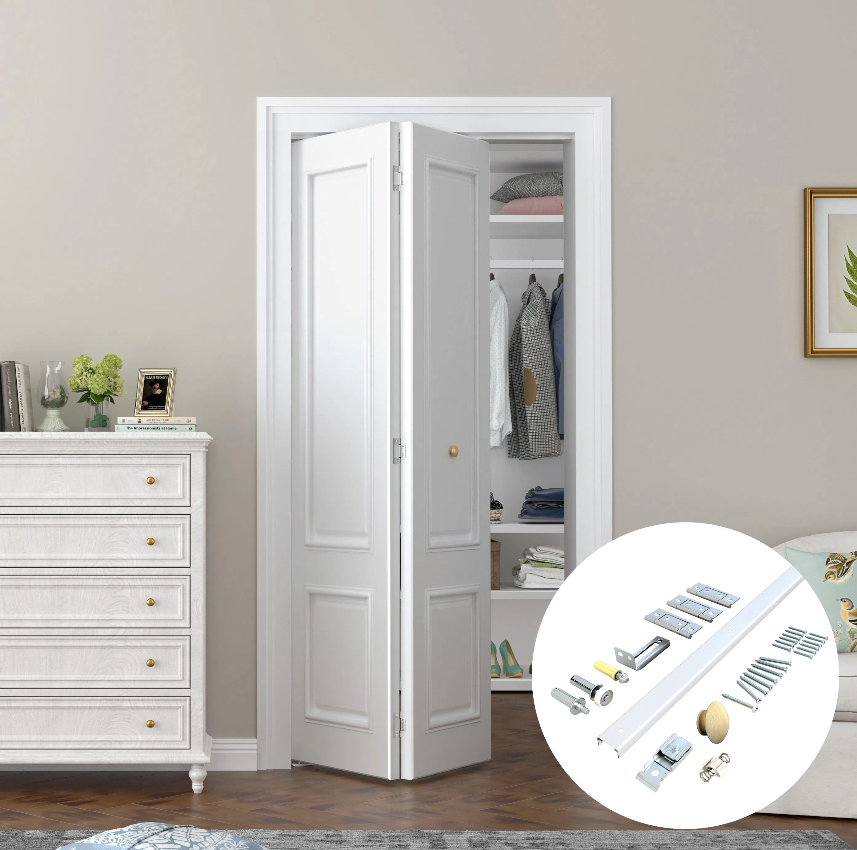 Kinmade Steel Track Closet Bi-Fold Door Hardware Set