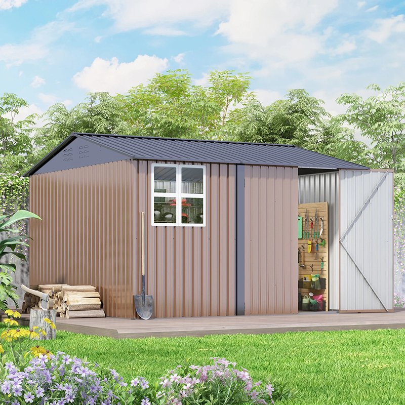 Aluminium Metal Outdoor Storage Shed with Lockable Door for Patio Garden Backyard