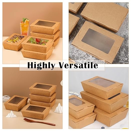 Disposable Kraft Paper Window Box for Disposable Takeaway Packing