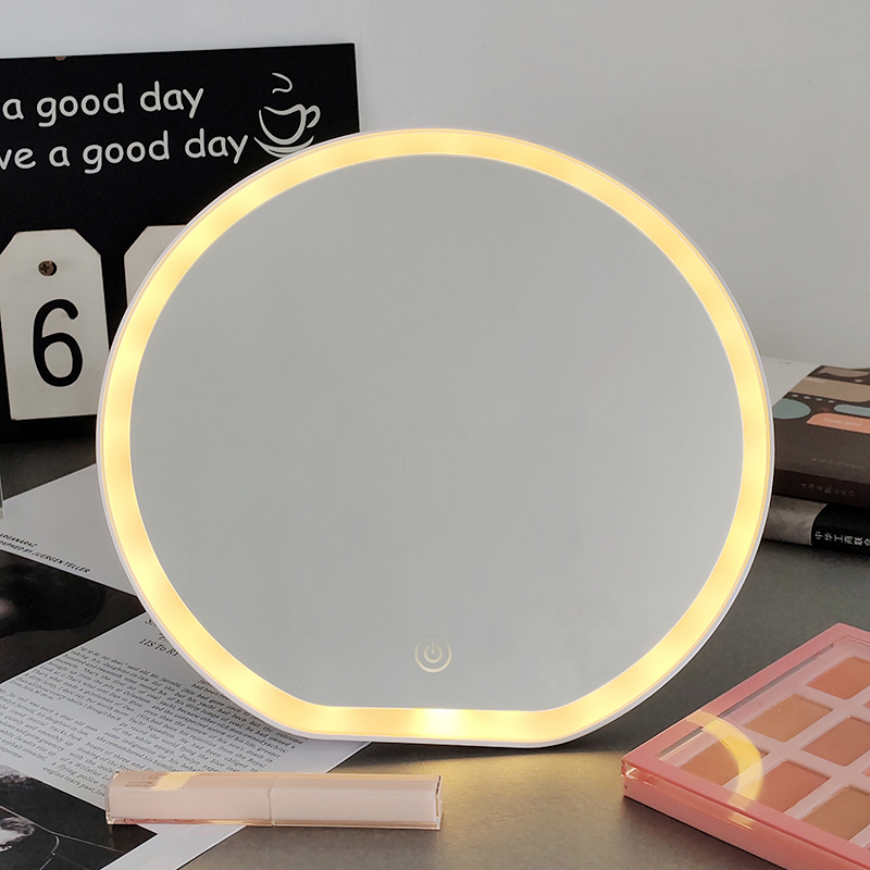 Portable Foldable Desktop Round LED Mini Makeup Mirror