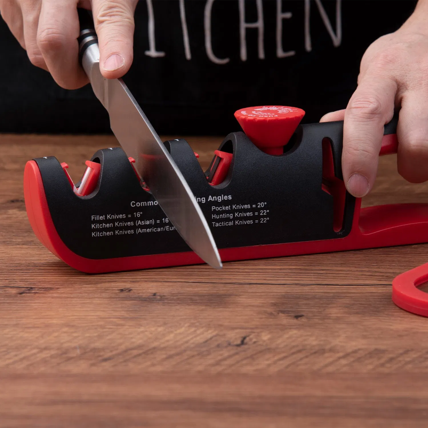 Adjustable Manual Knife Sharpener 3 Stage Scissor Slot Non Slip Ergonomic Grip