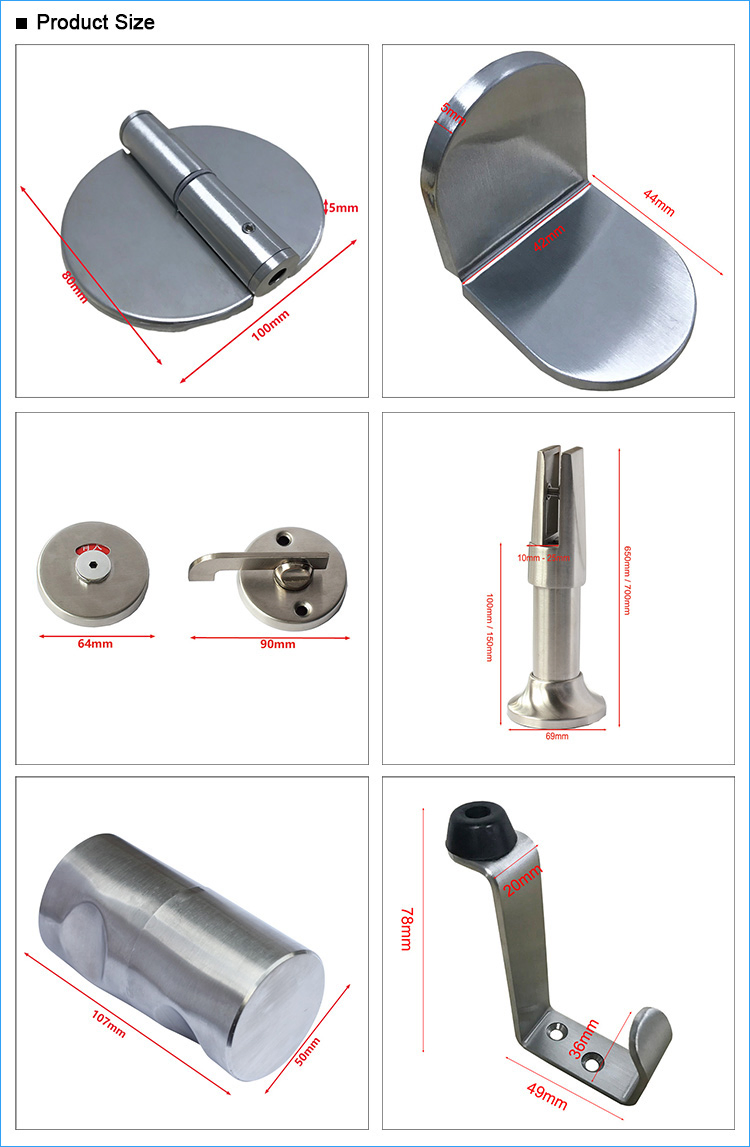304 Stainless Steel Cubicle Hardware Toilet Partition Accessories