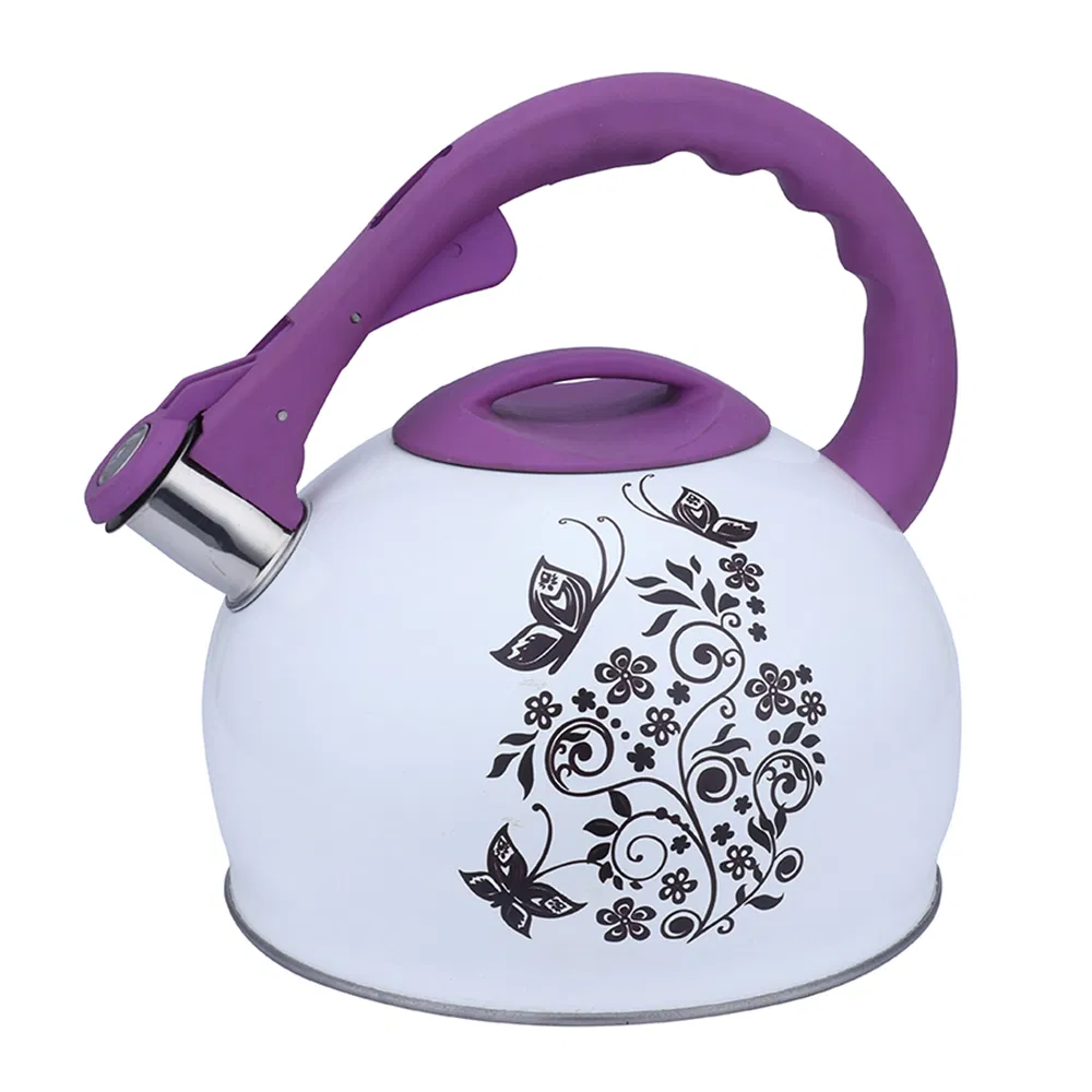 Чайник со свистком из нержавеющей стали, цветочный дизайн