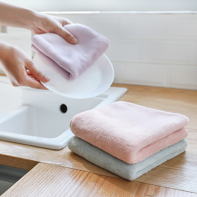 Clean Double-Sided Absorbent Thickened Not Easy to Stain with Oil Kitchen Dishcloth