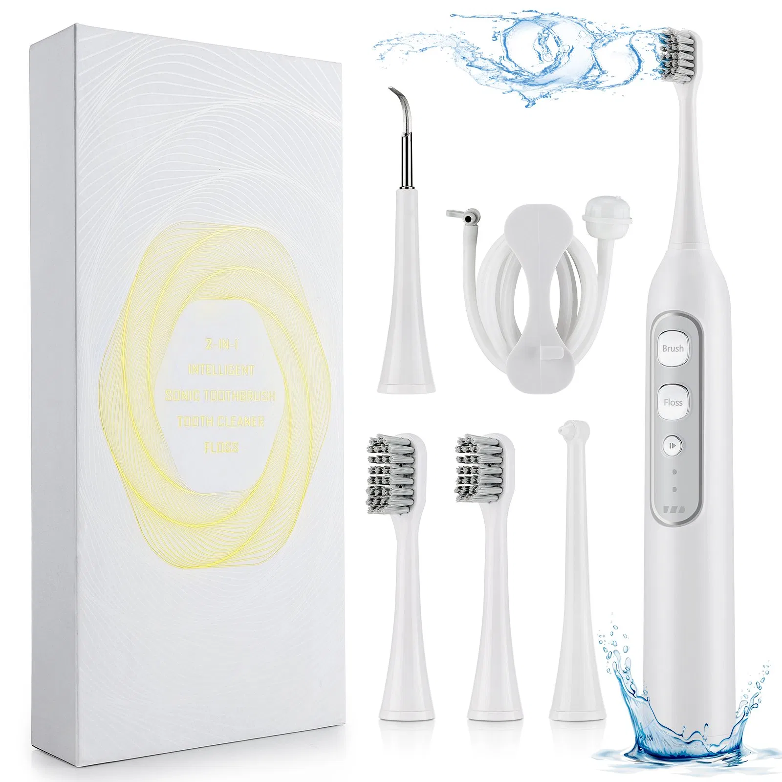 Jssan 3 in 1 Teeth Whitening Kit Dental Oral Irrigator Teeth Cleaner Ultrasonic Electric Toothbrush Water Flosser for Home Travel