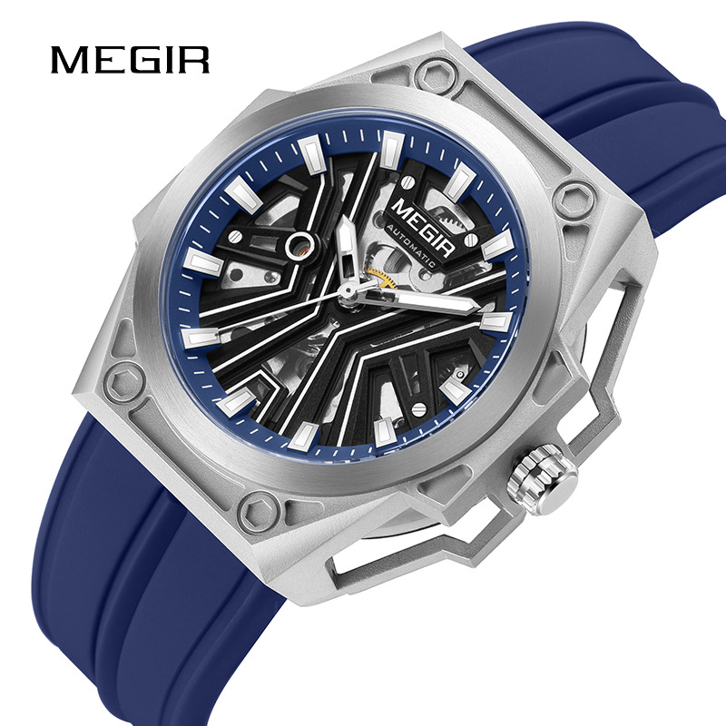 Megir 8603G Men's Sports Business Silicone Strap Multi Functional Automatic Mechanical Watch