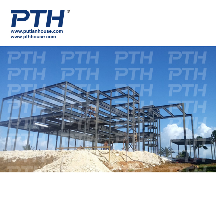Steel Structure Framed Commercial Office Building and Structural Steel Truss Prefab Construction with Drawing