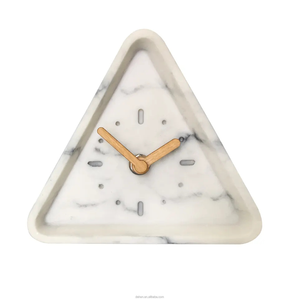 Unique Creative Triangle Resin Cement Clock for Hotel Coffee Office Desk Table Clock Custom Factory