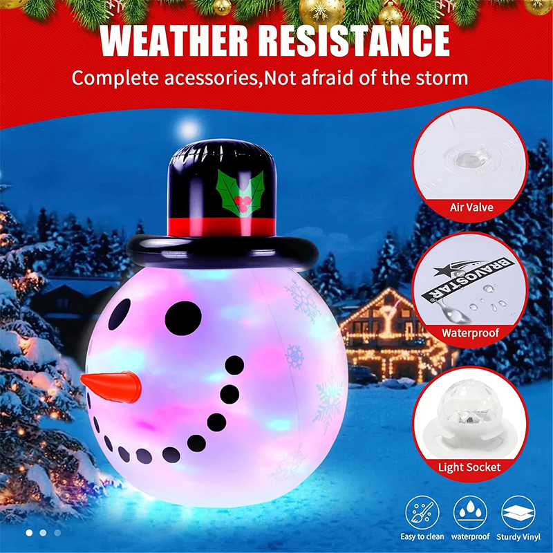 Christmas Inflatable Large Snowman Head Ornament Ball with LED Light for Garden