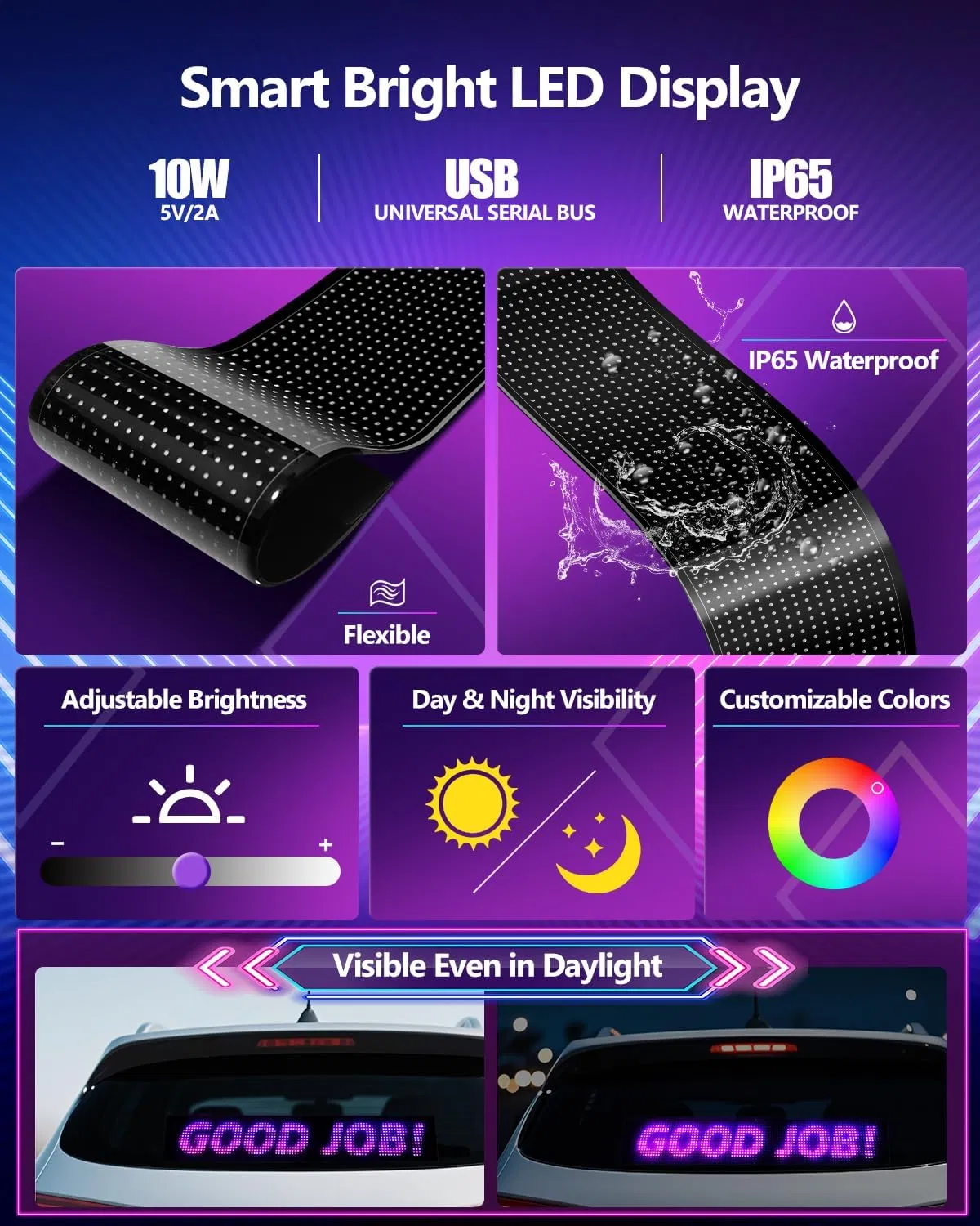 LED-фары «Глаз дьявола» для автомобилей и грузовиков, программируемая световая графика, управление по Bluetooth