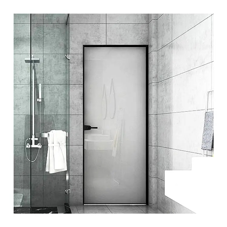 Wholesale Modern Black Pivot Shower Door Bathroom Tempered Glass Swing Shower Door