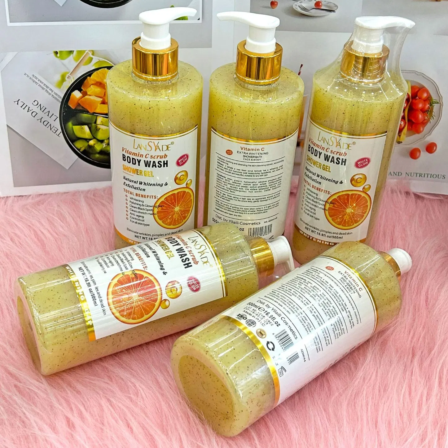 Papaya Shower Gel Vitamin C Turmeric Coconut Coffee Arbutin Body Wash Whitening Scrub Exfoliating Liquid Soap