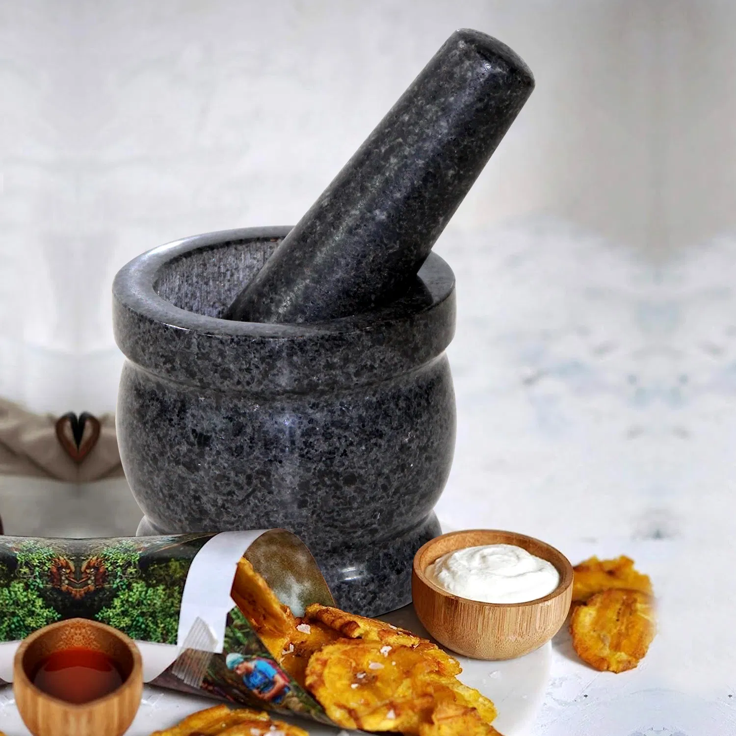 Wholesale Kitchenware Granite Stone Mortar with Pestle Set