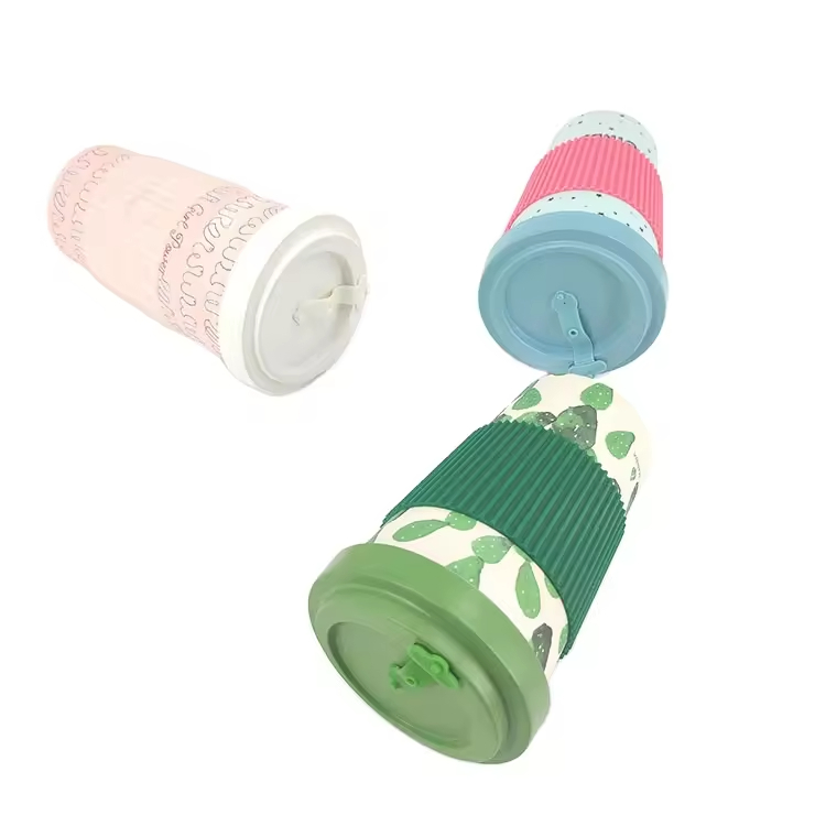 Biodegradable Wholesale Organic Premium Reusable Bamboo Fiber Takeaway Coffee Mug Cup