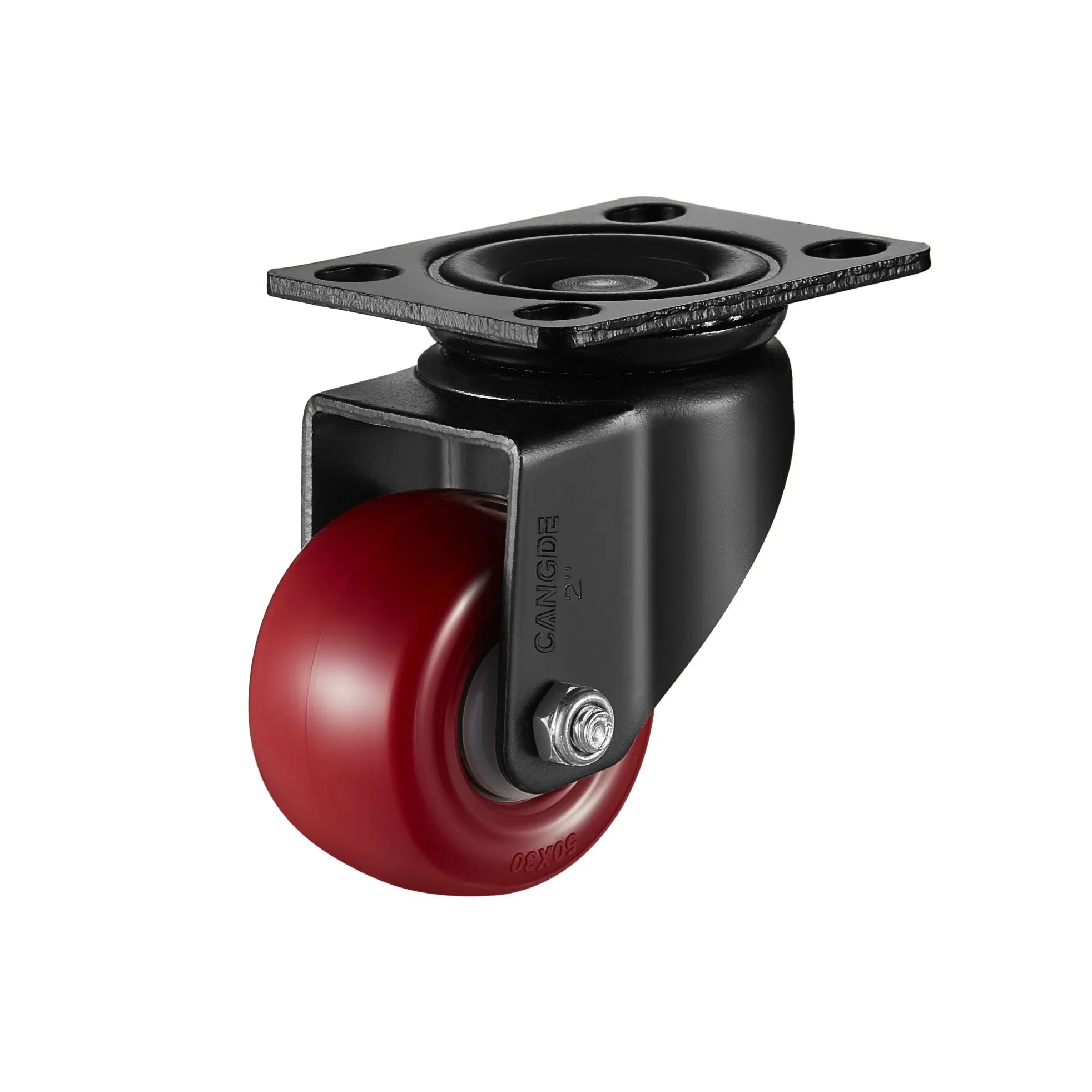 Wear-Resistant Red Polyurethane Caster Set - Includes Threaded Stem and Brake Models, 40mm/50mm, for Silent Equipment Movement