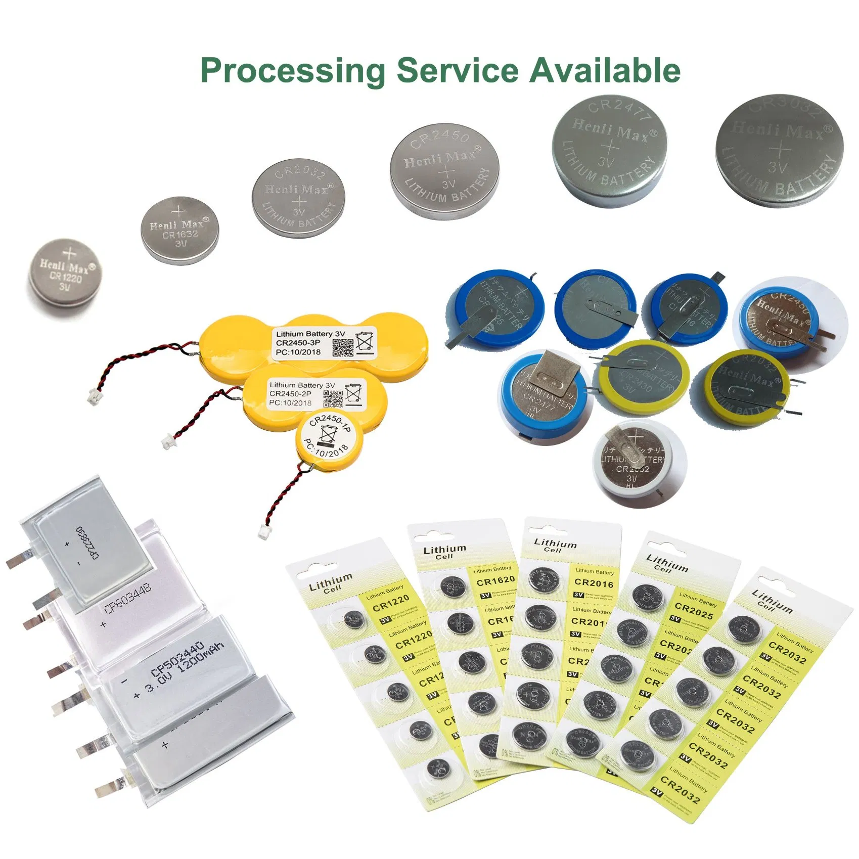 Solder Tabs Cr2032 Primary 3V Lithium Button Cell Coin Battery for Remote Control, Scales, Calculator, Watch, and So on.