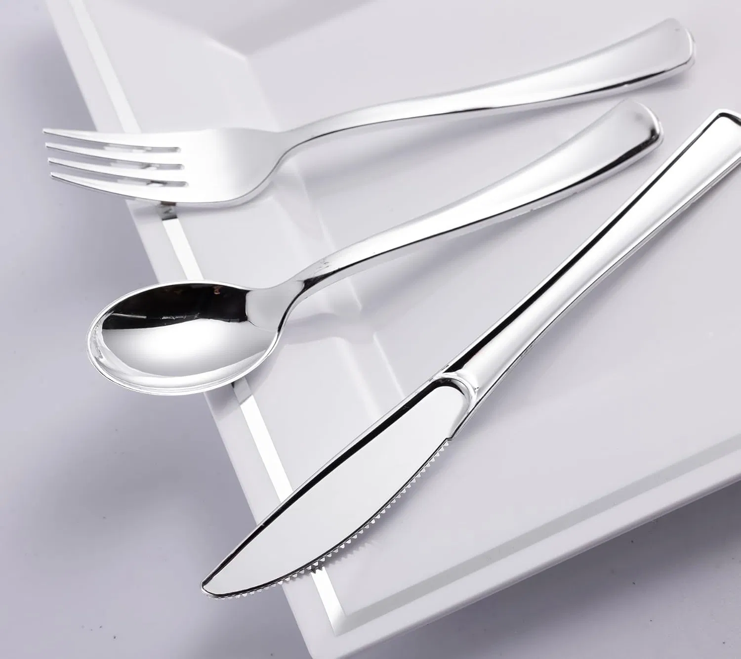 Premium Silver Plastic Cutlery Set for Elegant Events