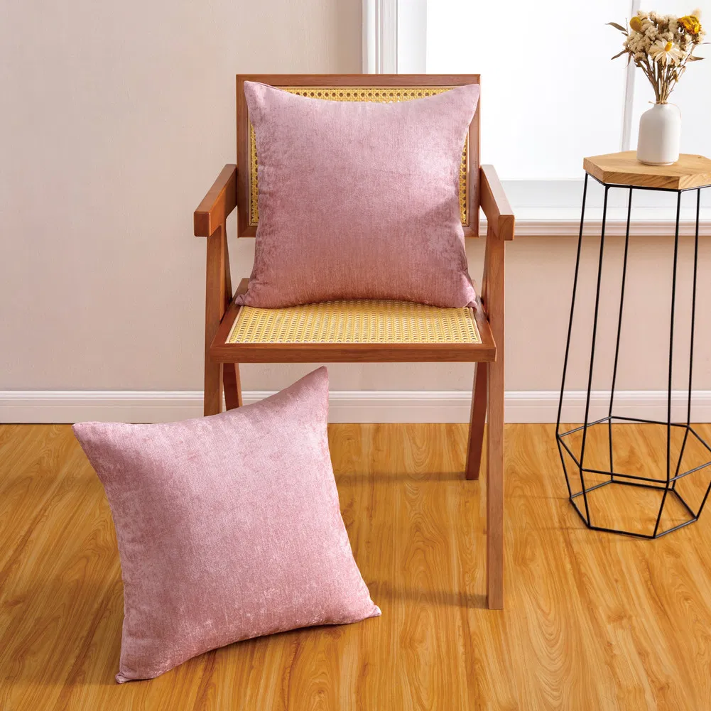 Throw Pillow Covers Cases for Couch Sofa Home Decoration Solid Dyed Soft Chenille 18*18 Inches Living Room