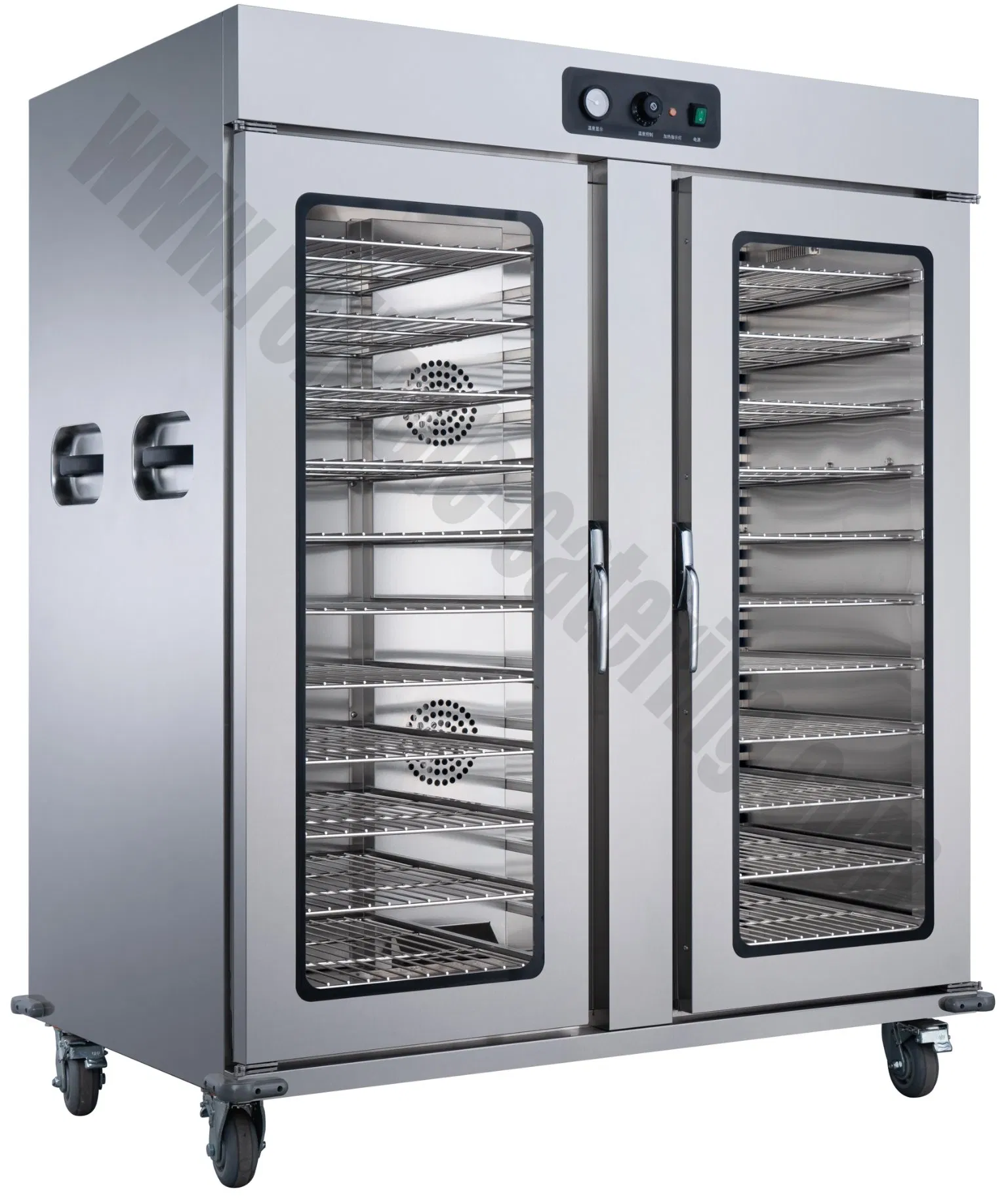 Insulated Food Warmer Cart with Electric 4 Adjustable Shelves, Glass Display Lid & Locking Wheels for Event Catering