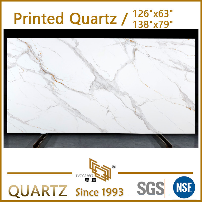Taj-Mahal 3D-Printed Quartz Slab Premium Full-Body Customized Printed Quartz Stone Bulk Sales