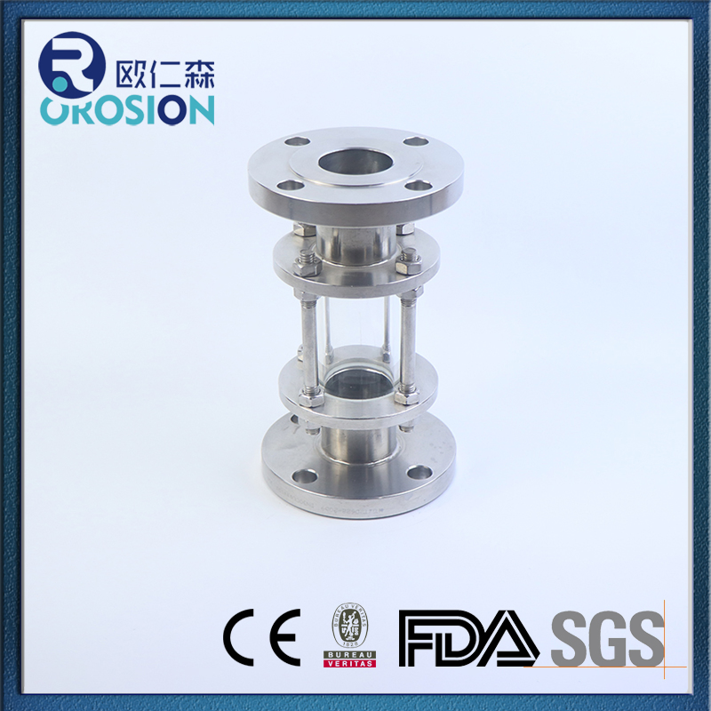 Stainless Steel Sanitary Pipe Fittings Straight Flange End Sight Glass with Protective Net Cover