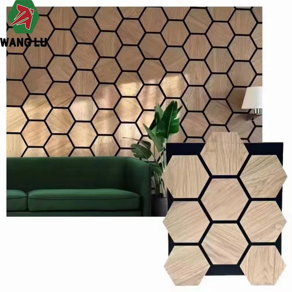 China Manufacturer Slat Wood Veneer Soundproof Hexagon Acoustic Panel